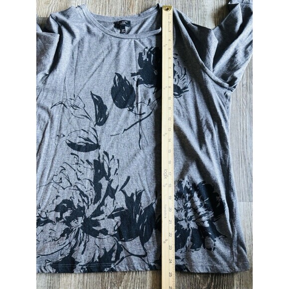 Talbots Black Gray Floral Crew Neck Pullover 3/4 Sleeve T Shirt Top Plus 2XP - Picture 5 of 7